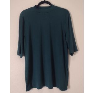SoyaConcept NWT Teal Green Mock Neck 3/4 Sleeve Marcia T-Shirt Size XXL